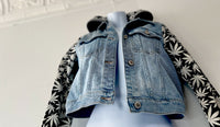 Upcycled Denim Hooded Jacket (Glow In the Dark Sleeves, XS-S)