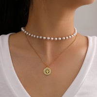 Pearled Cannabis Leaf Double Chain Necklace